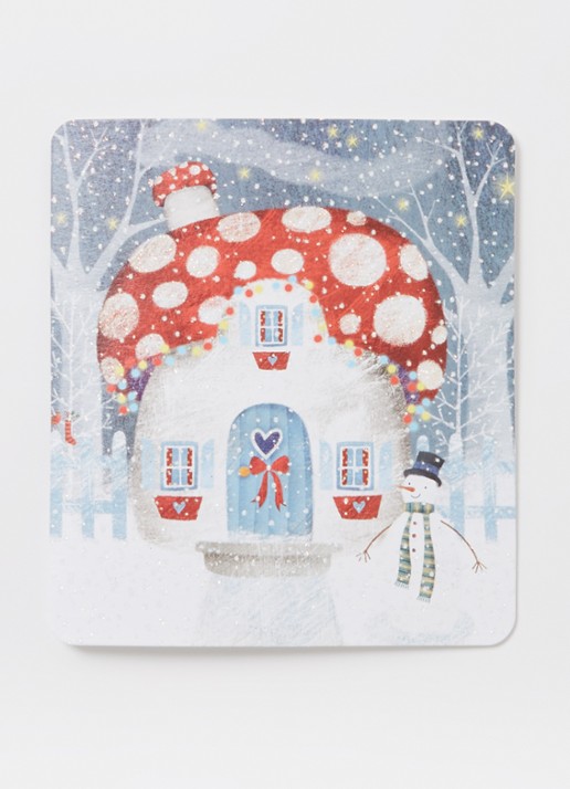 Art Group Paddenstoelhuisje kerstkaart - 1 design - set van 8 inclusief enveloppen - voorkant 2 donkerblauw
