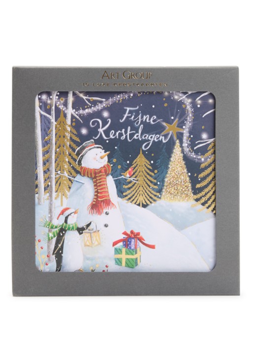 Art Group Pinguïn en Sneeuwpop kerstkaart - set van 10 inclusief enveloppen