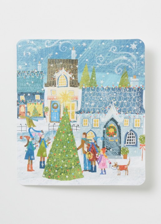 Art Group Rond de kerstboom kerstkaart - 1 design - set van 8 inclusief enveloppen - voorkant 2 blauw