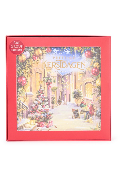 Art Group Straat in kerstsfeer - 1 design - kerstkaart met envelop - set van 8