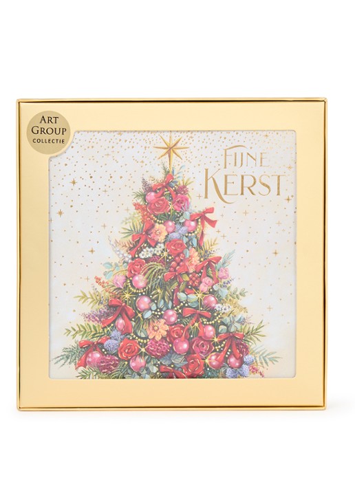 Art Group Versierde kerstboom - 1 design - luxe kerstkaart met envelop - set van 8