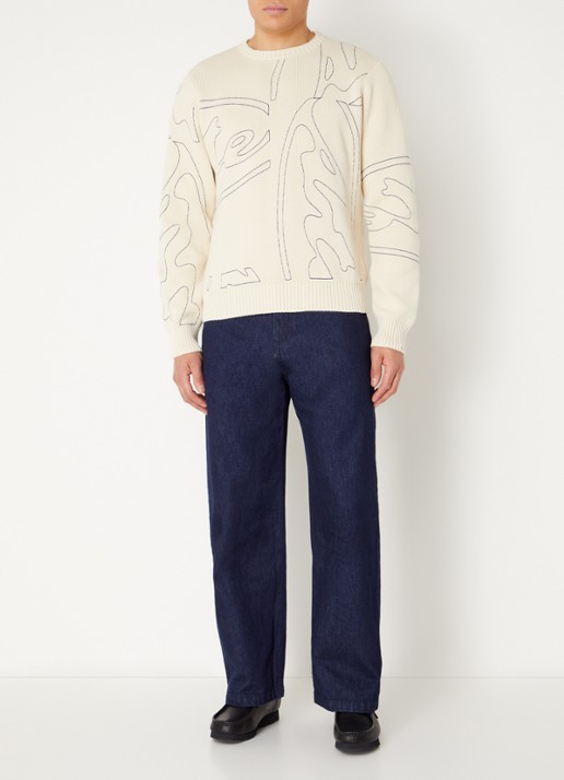 Arte Antwerp Circle Logo tapered fit jeans met gekleurde wassing - voorkant 4 indigo