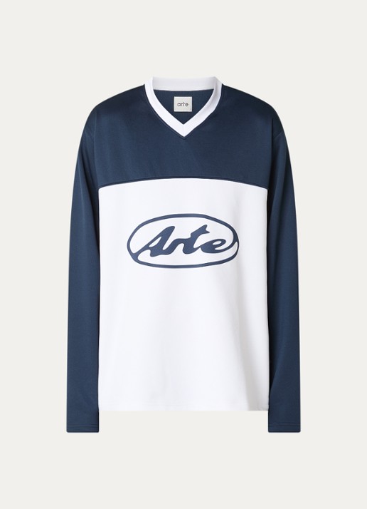 Arte Antwerp Circle sweater met logoprint - voorkant donkerblauw