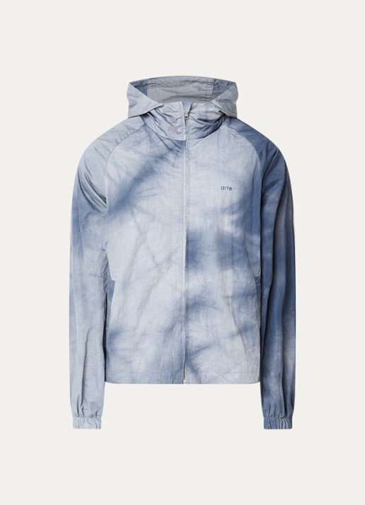 Arte Antwerp Faded regenjas met logo en steekzakken - voorkant 2 donkerblauw
