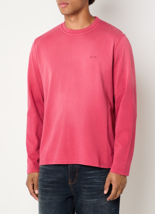 Arte Antwerp Fadeout longsleeve met logo- en backprint - achterkant 3 bordeauxrood