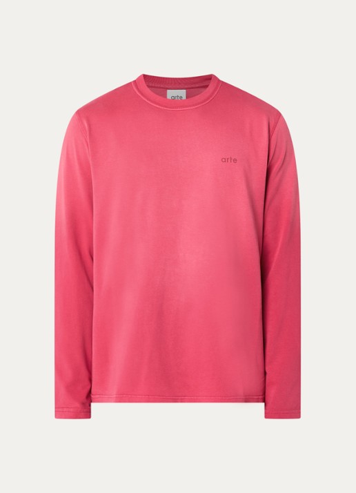 Arte Antwerp Fadeout longsleeve met logo- en backprint - voorkant bordeauxrood