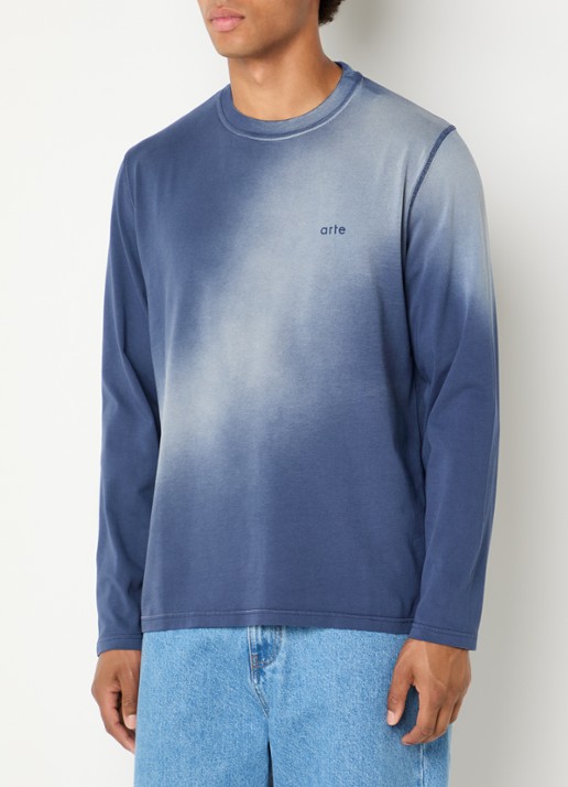 Arte Antwerp Fadeout longsleeve met logo- en backprint - achterkant 2 donkerblauw