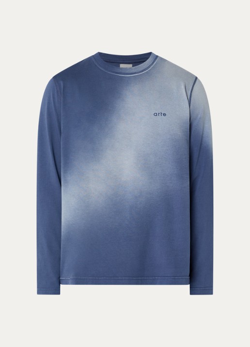 Arte Antwerp Fadeout longsleeve met logo- en backprint - voorkant 3 donkerblauw
