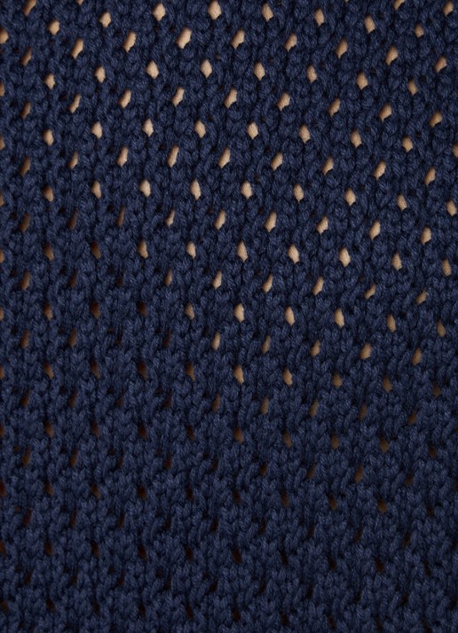 Arte Antwerp Grogebreid regular fit overhemd met opengewerkt dessin - detail 3 donkerblauw