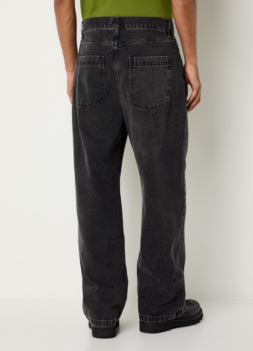 Arte Antwerp Heart Pocket loose fit jeans met gekleurde wassing en logoborduring - achterkant 3 zwart