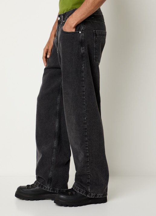 Arte Antwerp Heart Pocket loose fit jeans met gekleurde wassing en logoborduring - detail 5 zwart