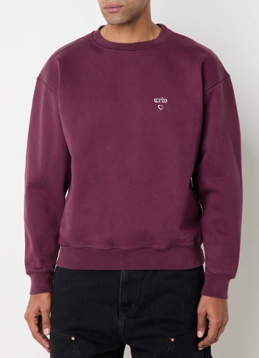 Arte Antwerp Heart sweater met logo - detail bordeauxrood