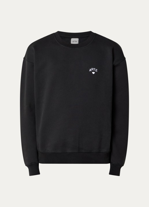 Arte Antwerp Heart sweater met logoborduring - voorkant zwart