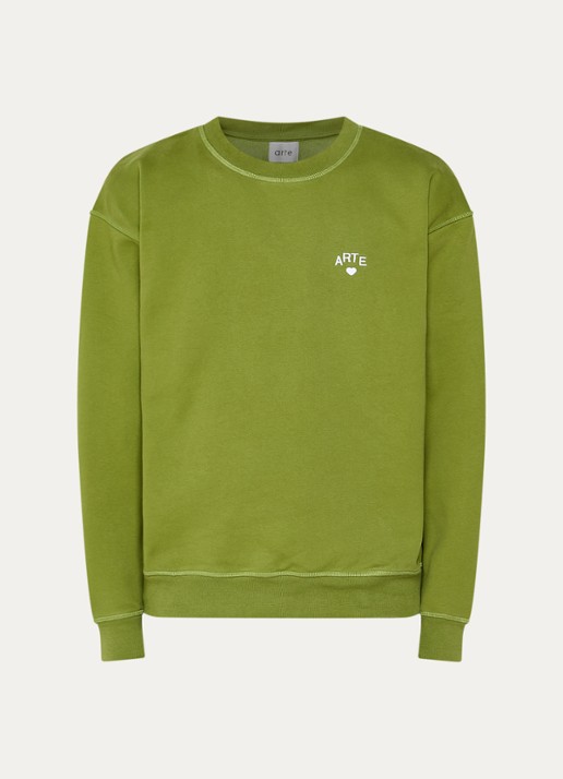 Arte Antwerp Heart sweater met logoborduring - voorkant 3 groen