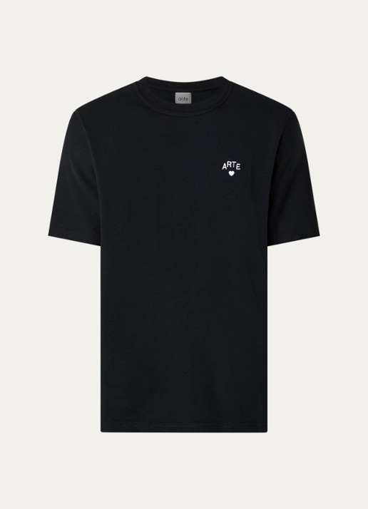 Arte Antwerp Heart T-shirt met logoborduring - voorkant 3 zwart