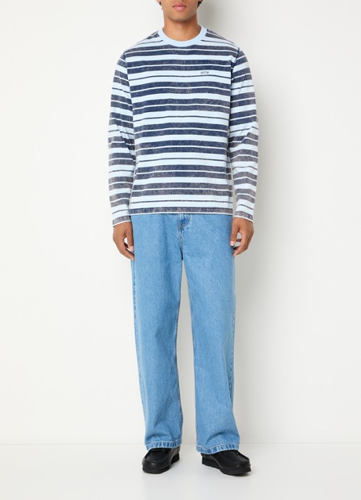 Arte Antwerp Longsleeve met streepprint - voorkant 3 donkerblauw