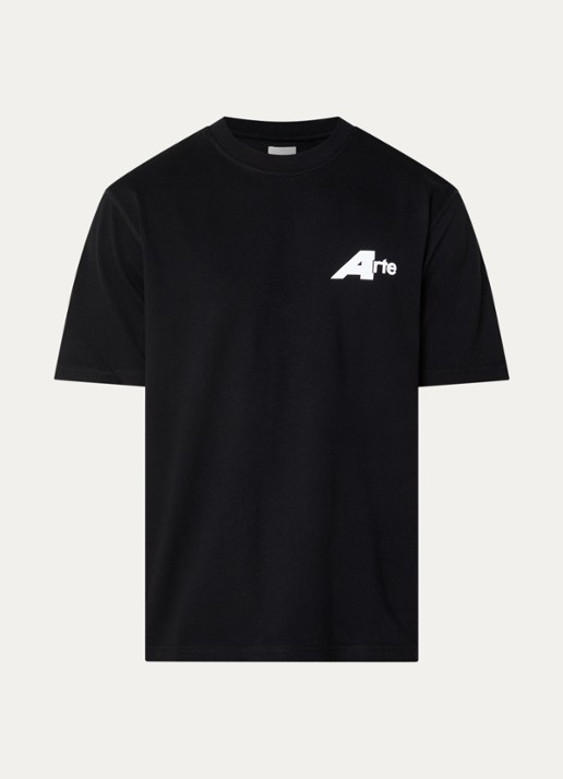 Arte Antwerp Receipt T-shirt met logo- en backprint - voorkant 3 zwart