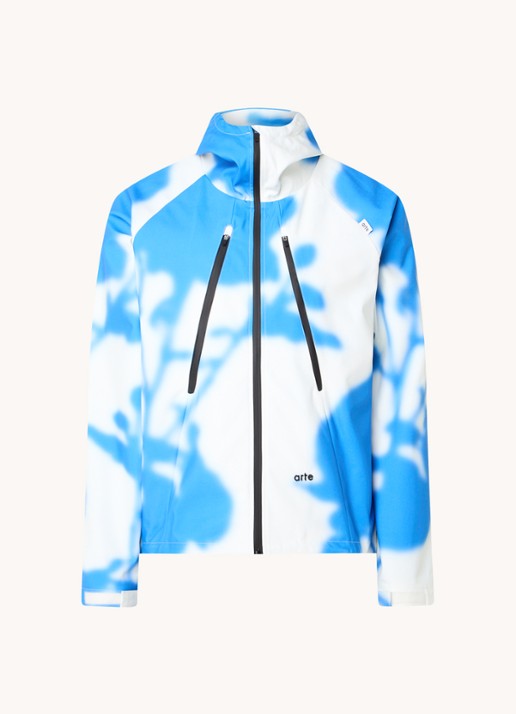 Arte Antwerp Softshell jack met capuchon en print - voorkant 4 blauw