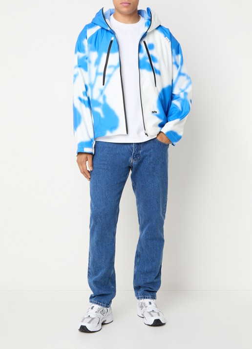 Arte Antwerp Softshell jack met capuchon en print - voorkant 5 blauw