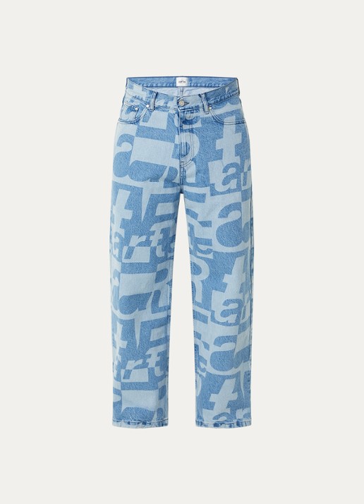 Arte Antwerp Straight fit jeans met gekleurde wassing en logoprint - voorkant 4 indigo
