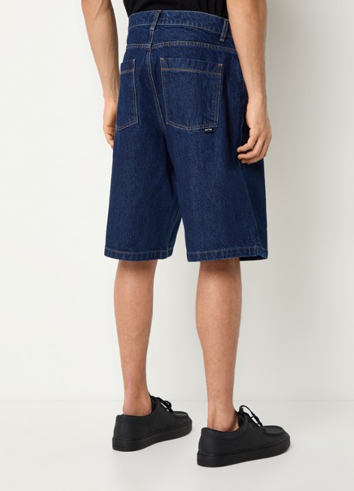 Arte Antwerp Straight fit korte broek van denim met donkere wassing - achterkant indigo