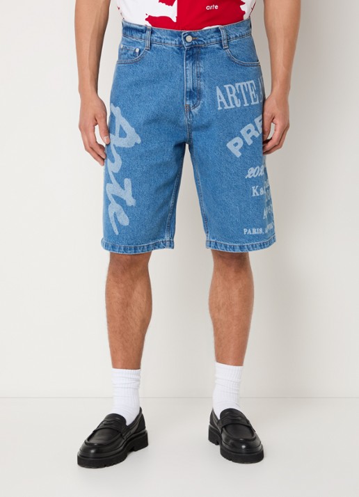 Arte Antwerp Straight fit korte broek van denim met logoprint - detail 4 indigo