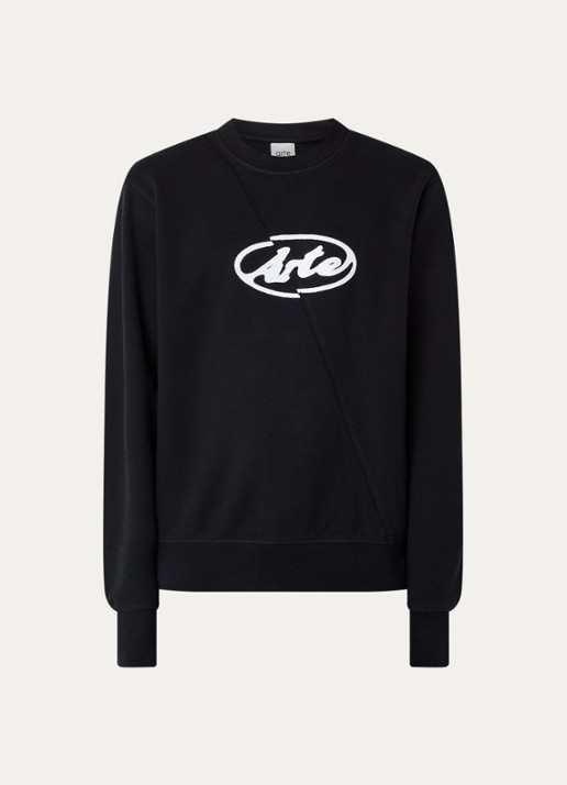 Arte Antwerp Sweater met logoborduring  - voorkant zwart