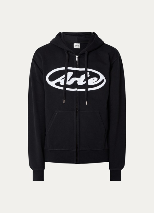 Arte Antwerp Sweatvest met capuchon en steekzakken - voorkant 2 zwart