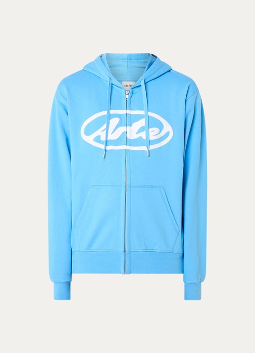 Arte Antwerp Sweatvest met capuchon en steekzakken - voorkant blauwgrijs