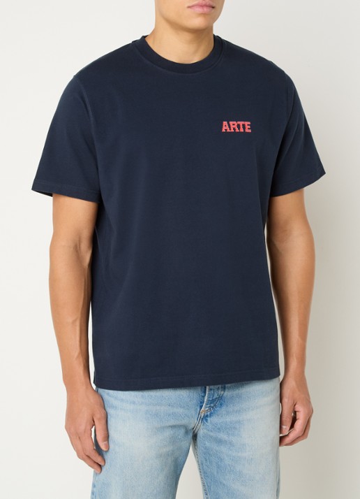 Arte Antwerp T-shirt met logo- en backprint - achterkant donkerblauw