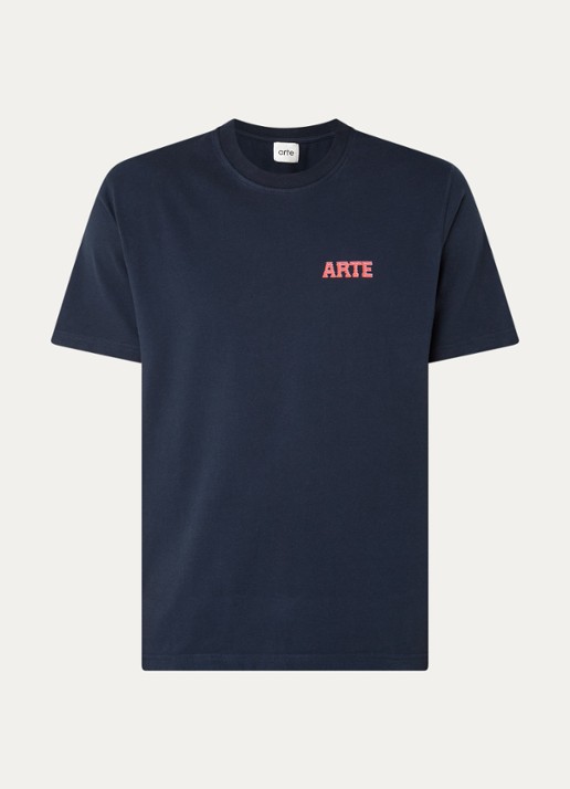 Arte Antwerp T-shirt met logo- en backprint - voorkant 3 donkerblauw