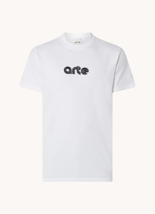 Arte Antwerp T-shirt met logoborduring en ronde hals - voorkant 3 wit