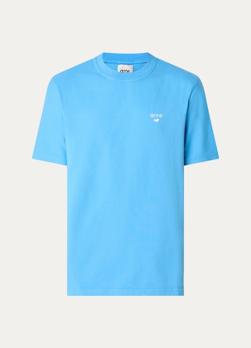 Arte Antwerp T-shirt met logoborduring - voorkant 2 blauw