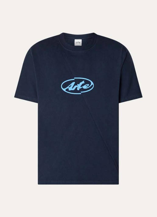 Arte Antwerp T-shirt met logoprint - voorkant 2 donkerblauw