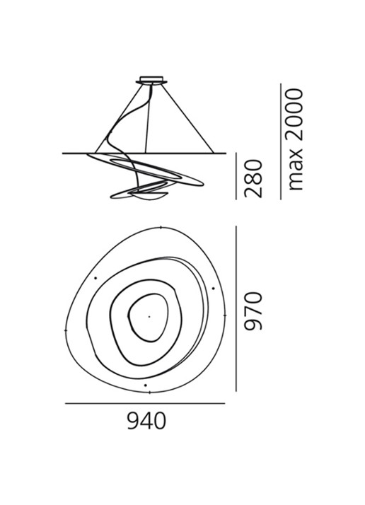 Artemide Pirce Sospensione hanglamp LED 28 x 94 x Ø97 cm - detail 6 wit