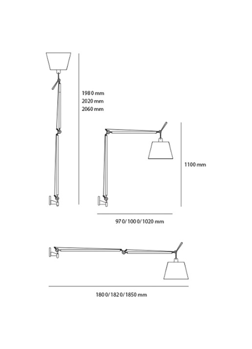 Artemide Tolomeo Mega parete wandlamp met dimmer aluminium 206 cm - detail 2 creme