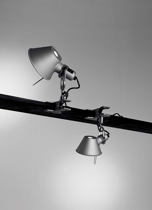 Artemide Tolomeo Micro Pinza lamp met klem 20 x Ø16 cm - voorkant 3 roestvrijstaal