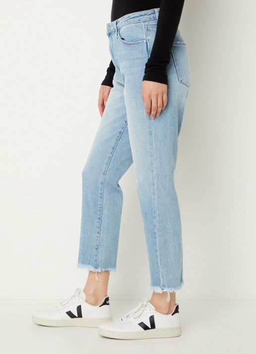 Articles of Society Kate high waist straight leg cropped jeans met lichte wassing - detail 5 indigo