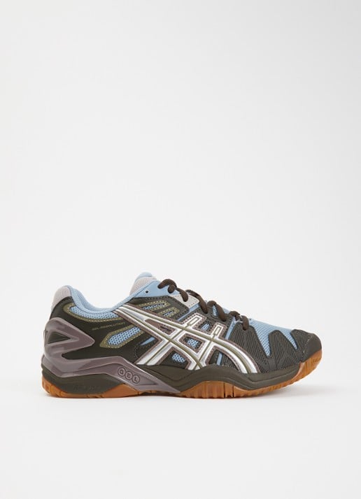 ASICS Gel-Resolution 5 sneaker van mesh met metallic details - voorkant donkerbruin
