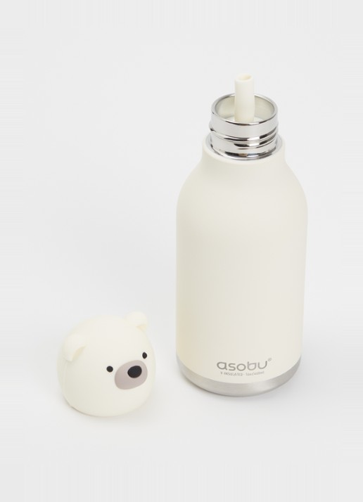 Asobu Bear Bestie waterfles 46 cl - voorkant 2 wit