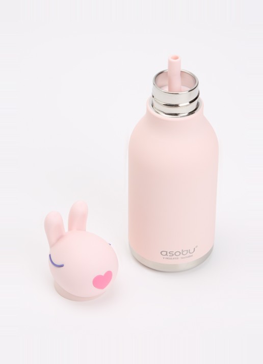 Asobu Bunny Bestie waterfles 0,46 liter  - voorkant 2 roze