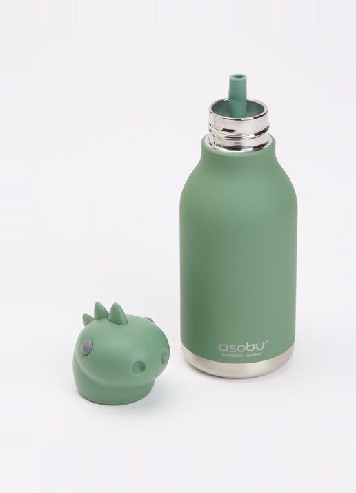 Asobu Dinosaur Bestie waterfles 0,46 liter  - voorkant 2 groen