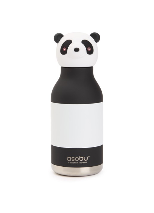 Asobu Panda Bestie waterfles 46 cl - voorkant zwart