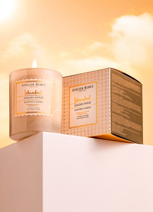 Atelier Rebul Istanbul Golden Hour geurkaars 210 gram - detail 2 vanillegeel
