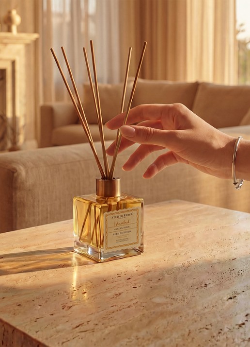 Atelier Rebul Istanbul Golden Hour geurstokjes 120 ml - detail 3 vanillegeel