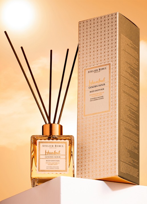 Atelier Rebul Istanbul Golden Hour geurstokjes 120 ml - detail 4 vanillegeel