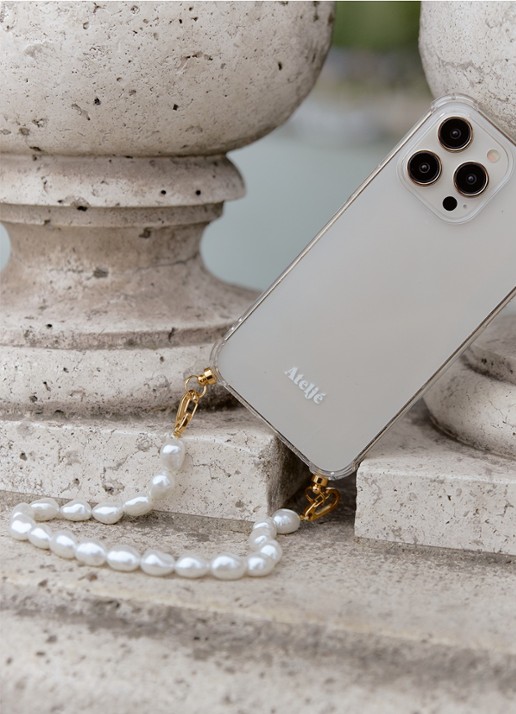 Ateljé Cloudy 2.0 telefoonkoord met imitatieparels - voorkant 3 wit