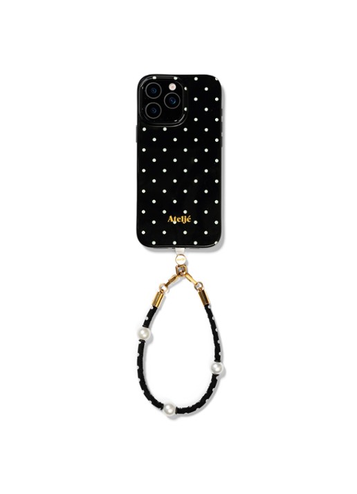 Ateljé Polka telefoonkoord - detail zwart