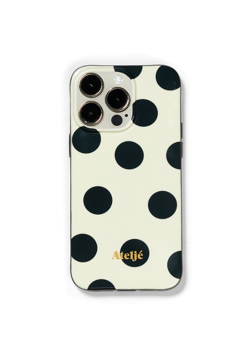 Ateljé Polkadot telefoonhoes voor IPhone 15 Pro - voorkant 2 wit