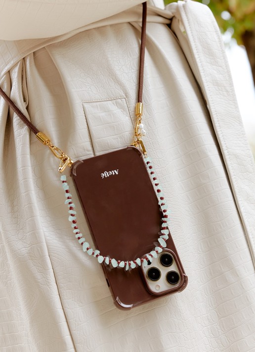Ateljé Terra crossbody telefoonkoord - voorkant 2 donkerbruin